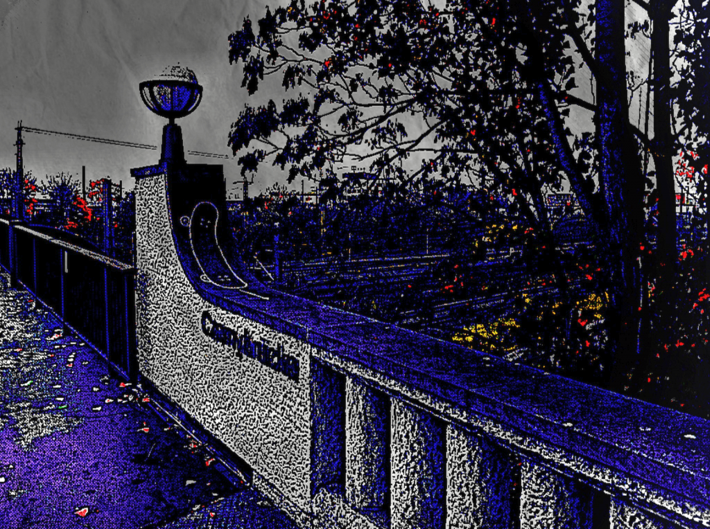 photo - streetart heidelberg czerny bridge chalk blue hdr