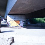 Neckar Ufer Heidelberg Autobahnbrücke Windhof Graffiti